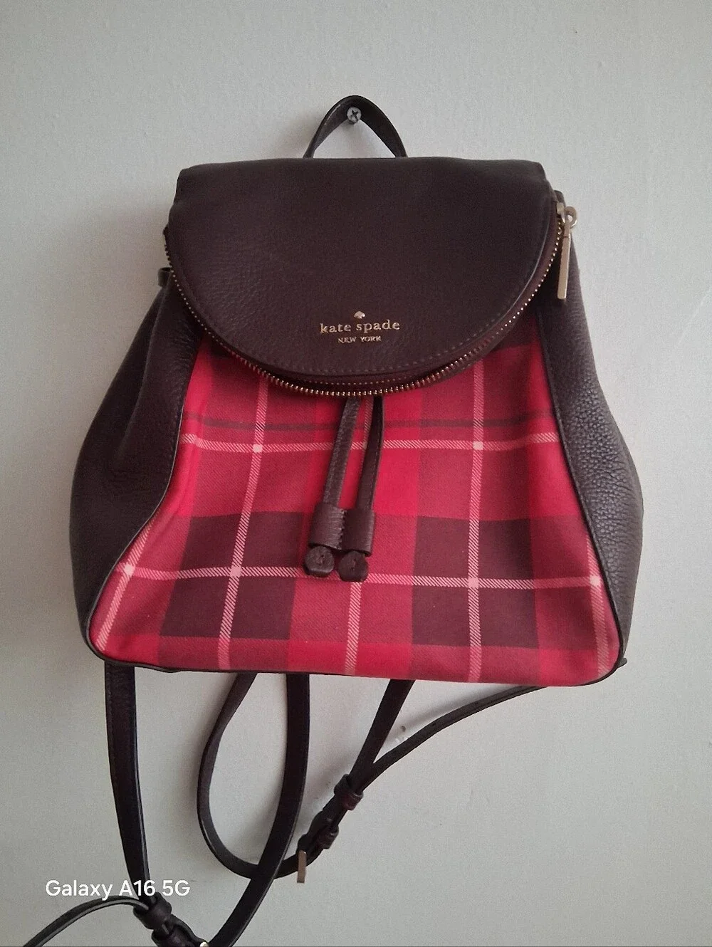 Kate Spade Leila Plaid Medium Flap Backpack
